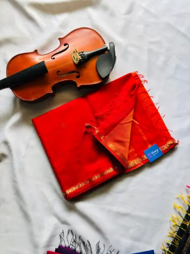 Maheshwari silk in red and orange combo